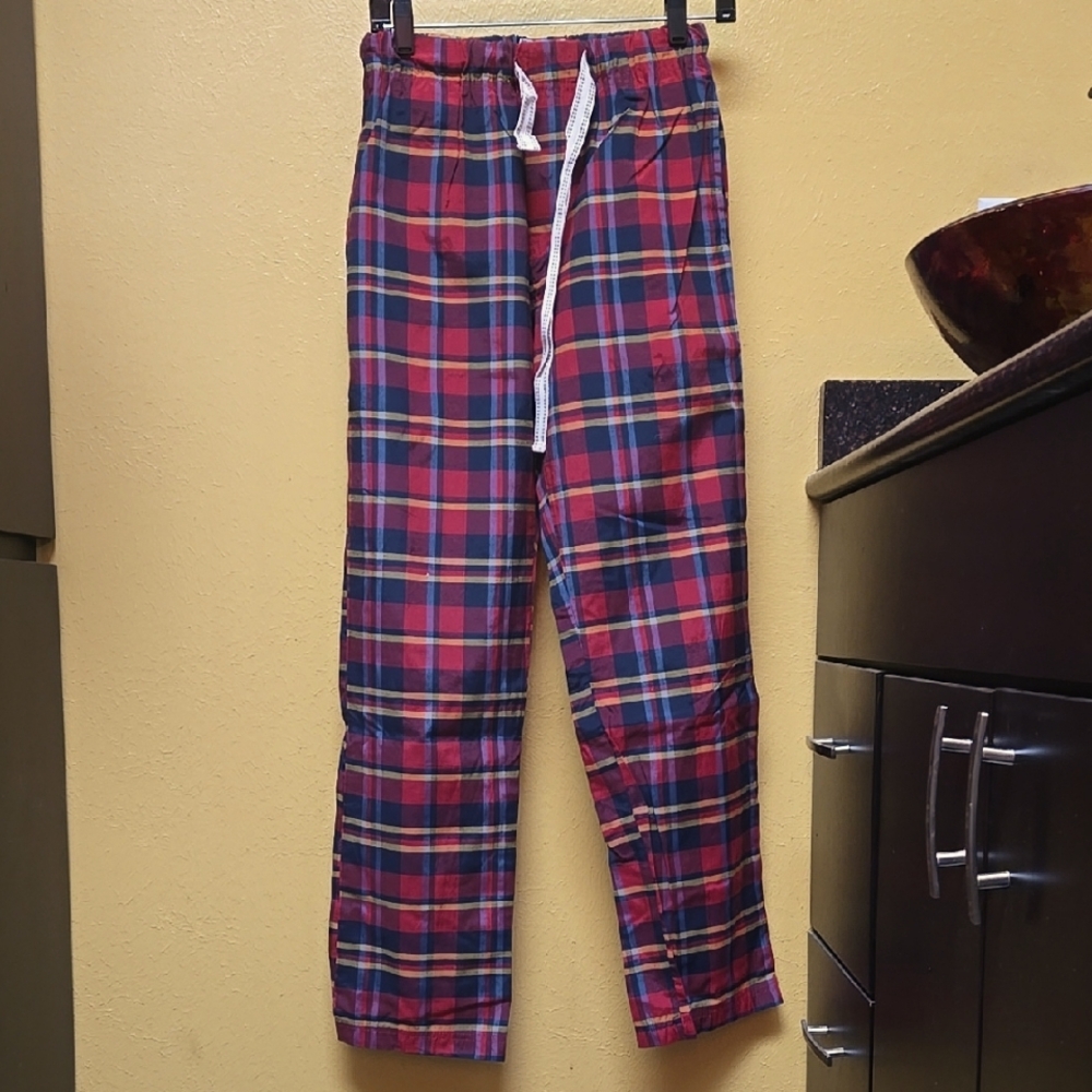 Cozy Red and Blue Pajama Bottoms with Soft Flannel Material